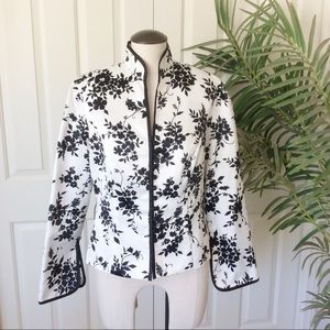 Sheri Martin 10 Black White Floral Blazer Asian